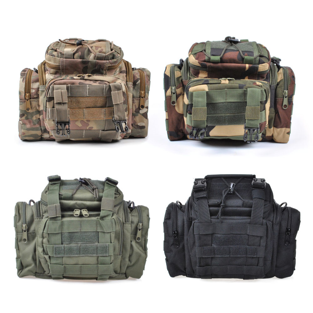Fishing Tackle Bag Water Resistant Soft Sided Waist Shoulder Carry Storage Hiking Climbing Fly Black