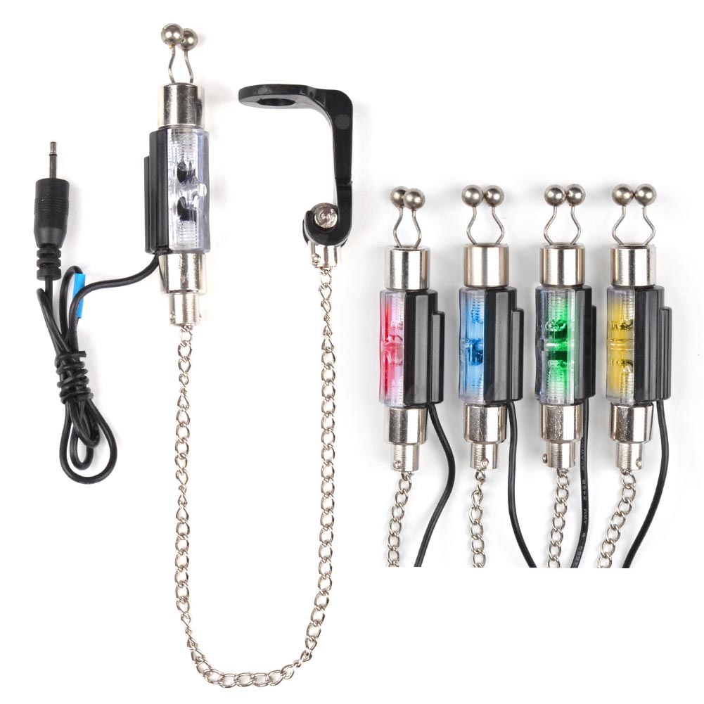 Set of 4 Carp Fishing Bite Indicator System Bobbins Hangers Swingers Illuminated