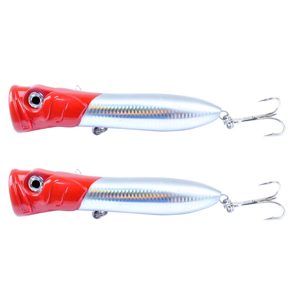 Yoshikawa Saltwater Popper Topwater Hard Lure Treble Hooks Red Head 7" (Pack of 2)