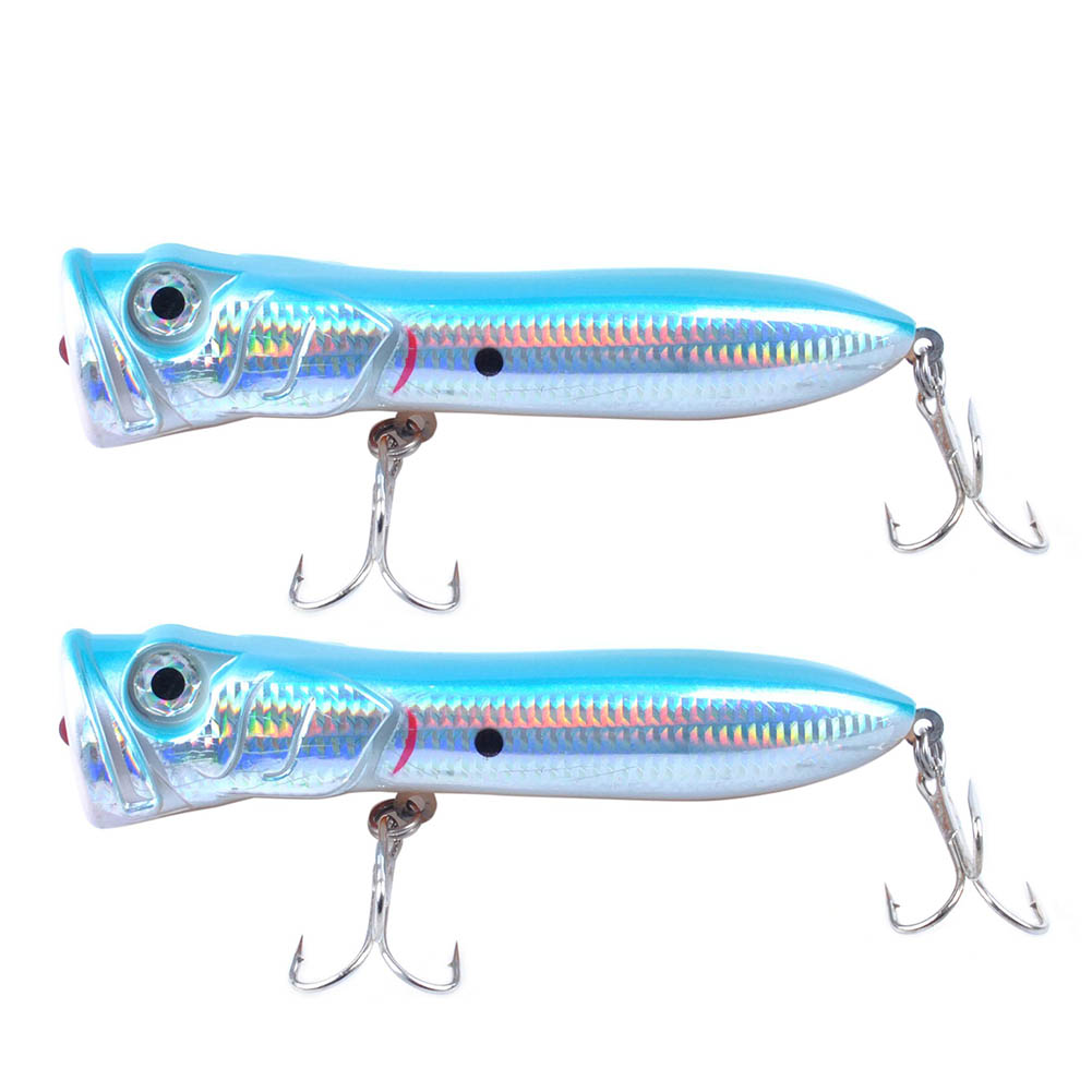 Yoshikawa Saltwater Popper Topwater Hard Lure Treble Hooks Blue 7" (Pack of 2)