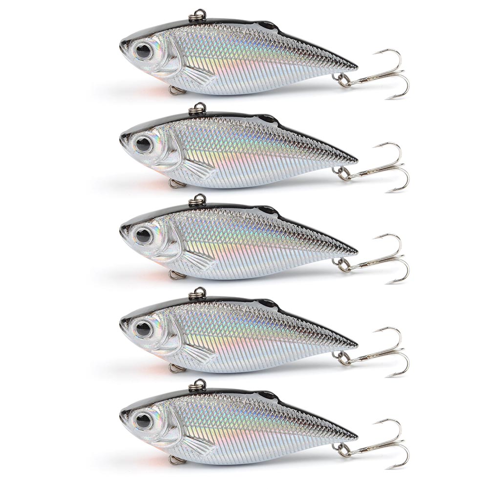 Yoshikawa Fishing Lure Crankbaits Rattlin Bait VIB Lipless Sinking Bass 60mm 7g Black Silver (Pack of 5)