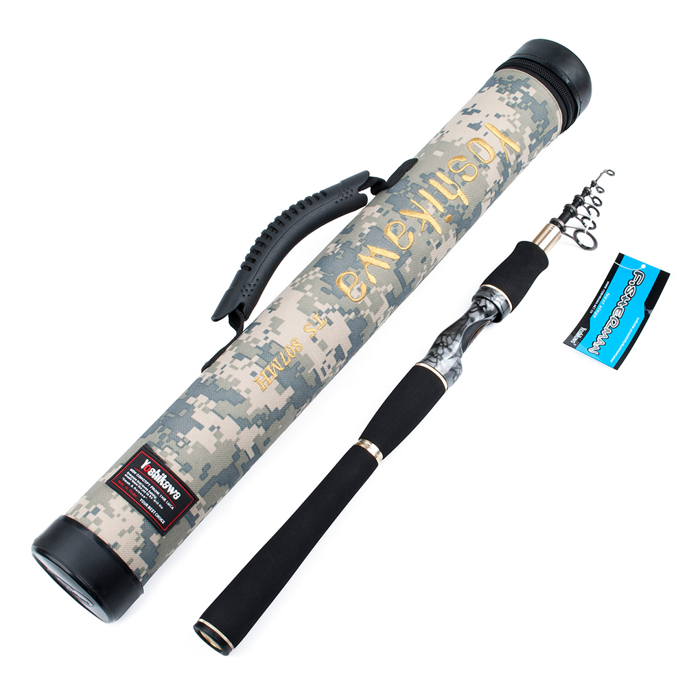 Yoshikawa 7.9FT Telescopic Fishing Rod Spinning W/ Storage Case Travel Fishing Pole Medium Carbon Fiber Blank