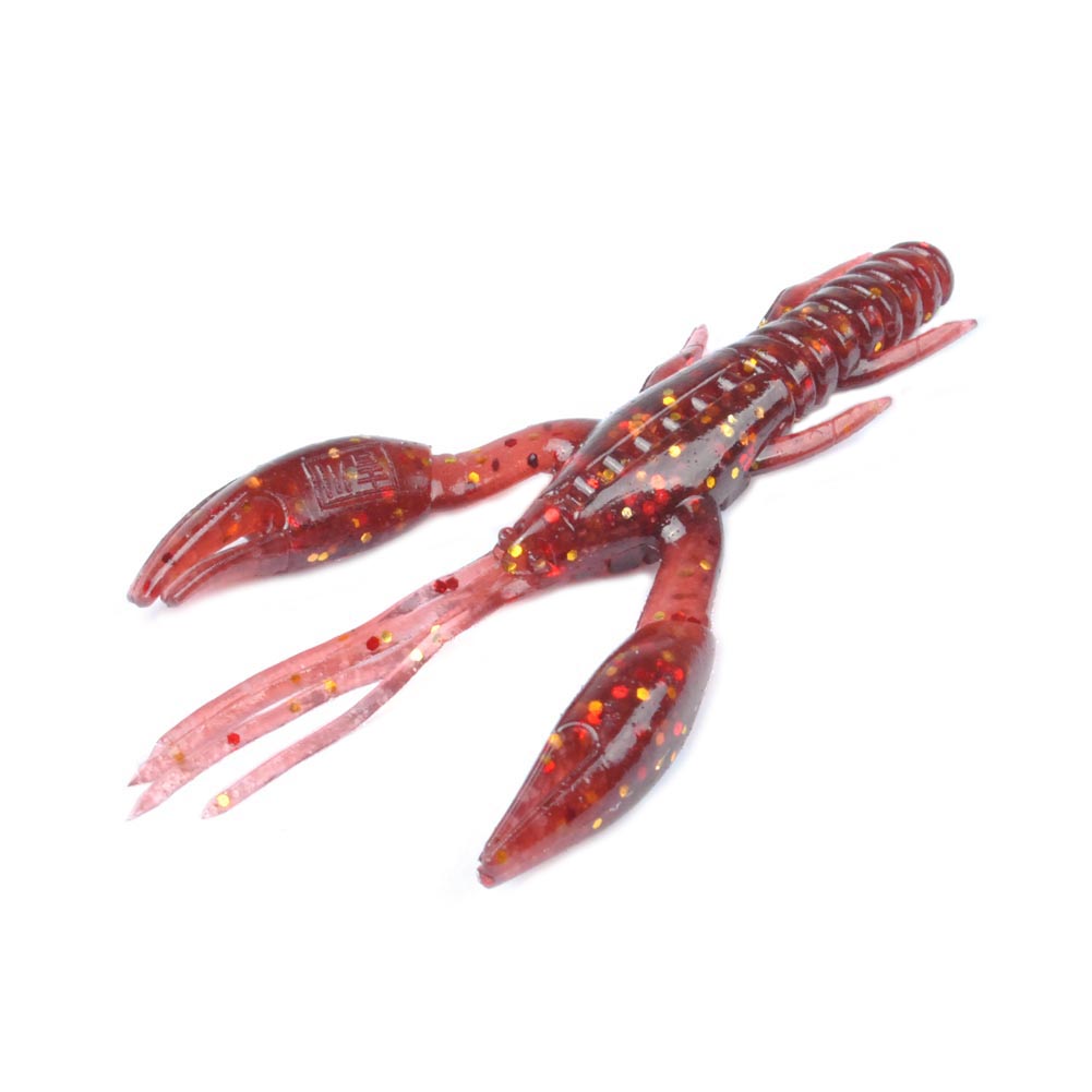 Yoshikawa Bass Freshwater Fishing Lure Craws 3" Scented Salted Soft Plastic Bloody Red (pack of 6)