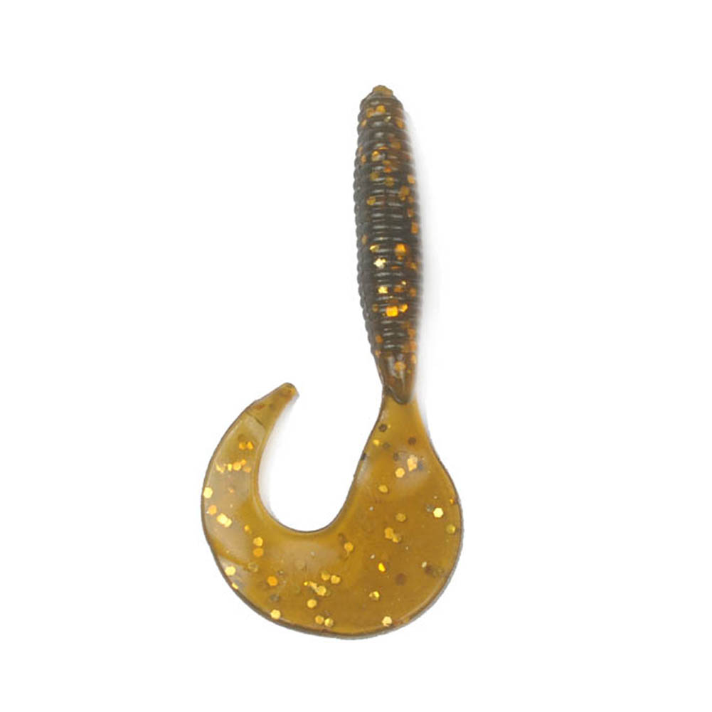 Yoshikawa Soft Plastic Lure Fishing Grub Kit Fat Salt Impregnated 2-1/2" Browny Yellow (pack of 12)