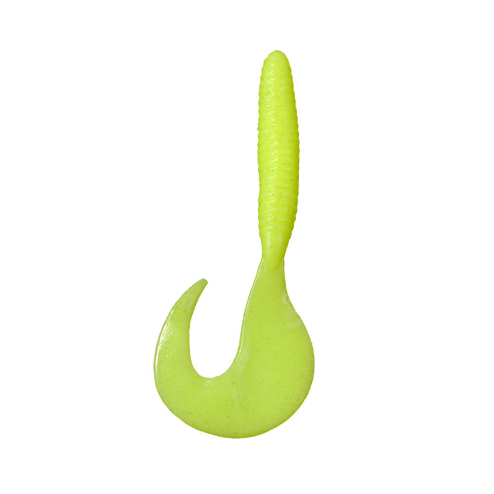 Yoshikawa Soft Plastic Lure Fishing Grub Kit Fat Salt Impregnated 2-1/2" Chartreuse (pack of 12)