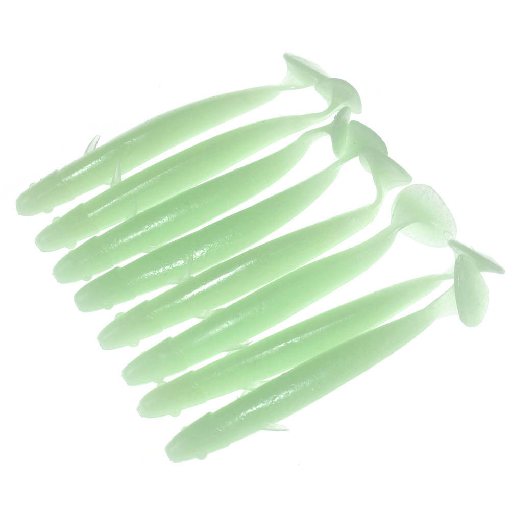 Yoshikawa Soft Lure Worm Minnow Freshwater Saltwater Swimbaits 4" Glow in the Dark (pack of 8)