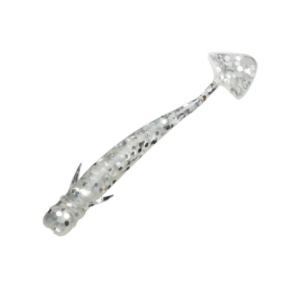 Yoshikawa Bass Fishing Soft Lure Worm Freshwater 2" Clear Glitter Paddle Tail(pack of 12)