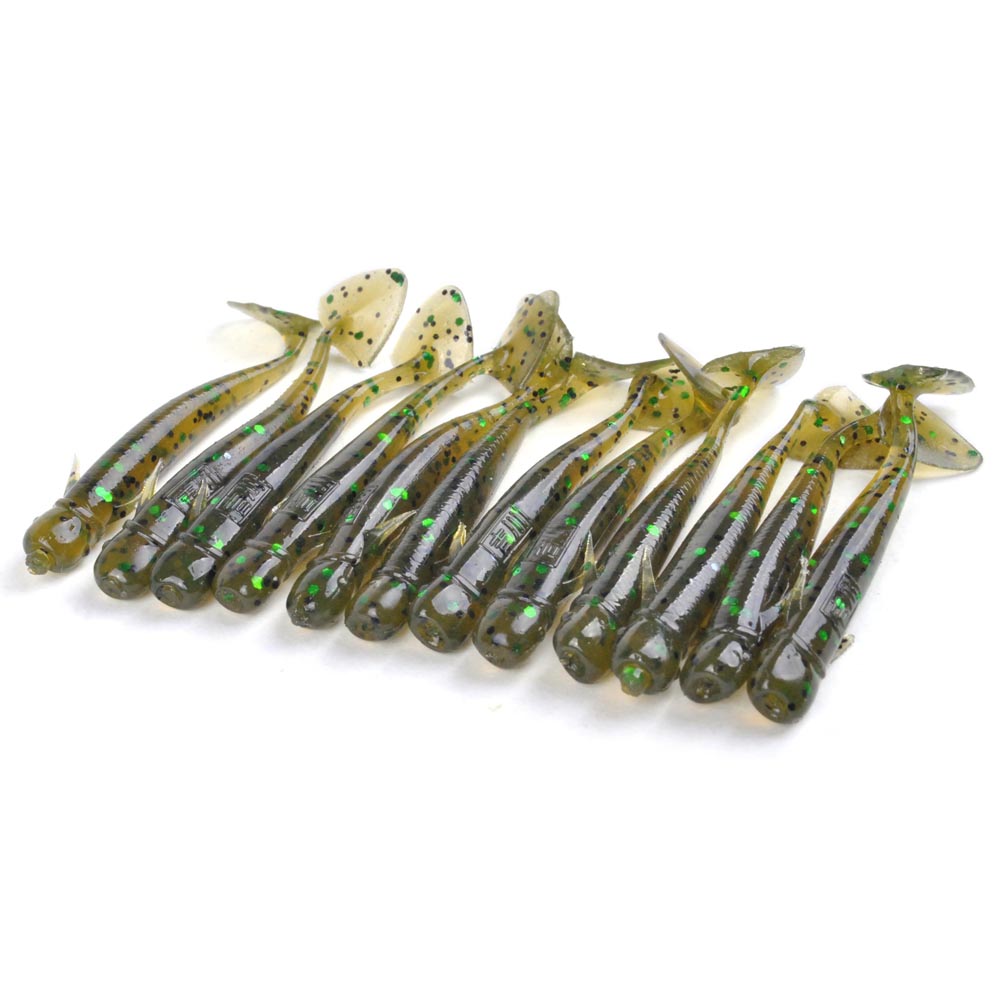 Yoshikawa Bass Fishing Soft Lure Worm Freshwater 2" Watermelon Paddle Tail(pack of 12)