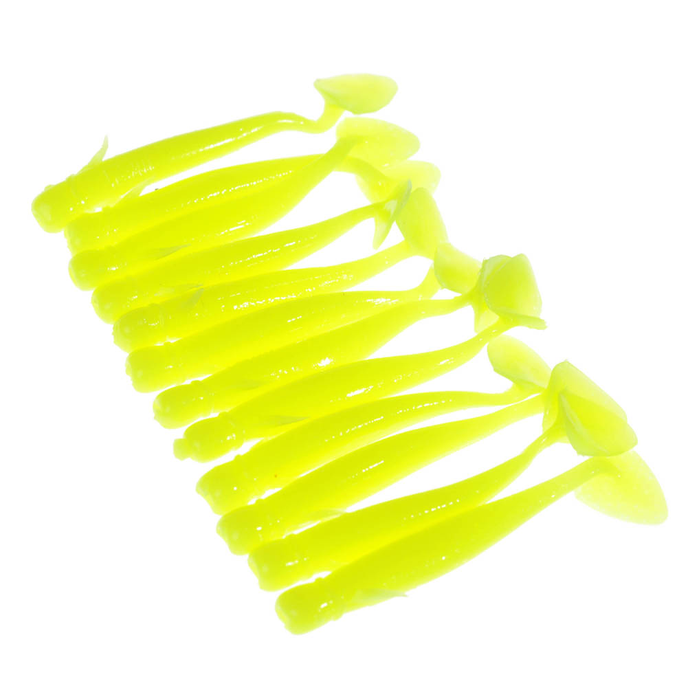 Yoshikawa Soft Lure Worm Bass Freshwater Fishing Bait 2" Chartreuse Paddle Tail(pack of 12)