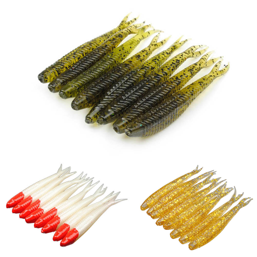 Fishing Soft Lure Lot Fluke Tail Shad Jerkbait Minnow Mix Color Bass Trout(Pack of 24)