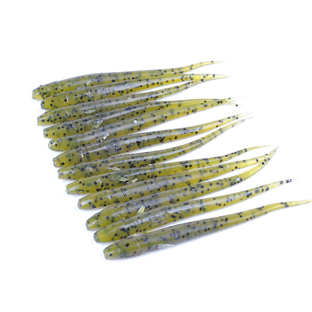 Yoshikawa Bass Fishing Lure 3" Freshwater Soft Silicone Wiggle Tail Bait Watermelon (pack of 12)