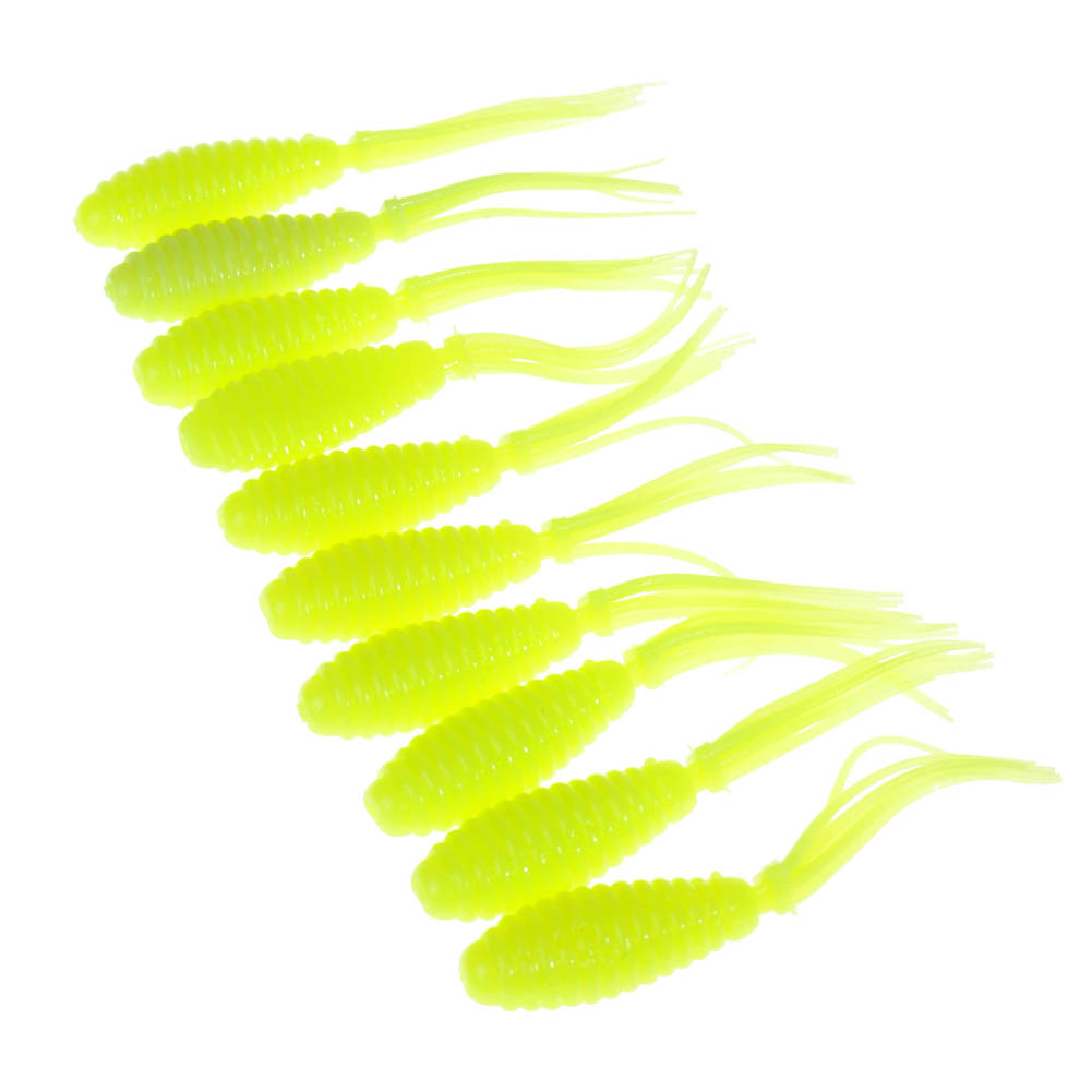 Yoshikawa Soft Lure Freshwater Bass Tubes Worm 2.5" Chartreuse Fishing Softbait(pack of 10)