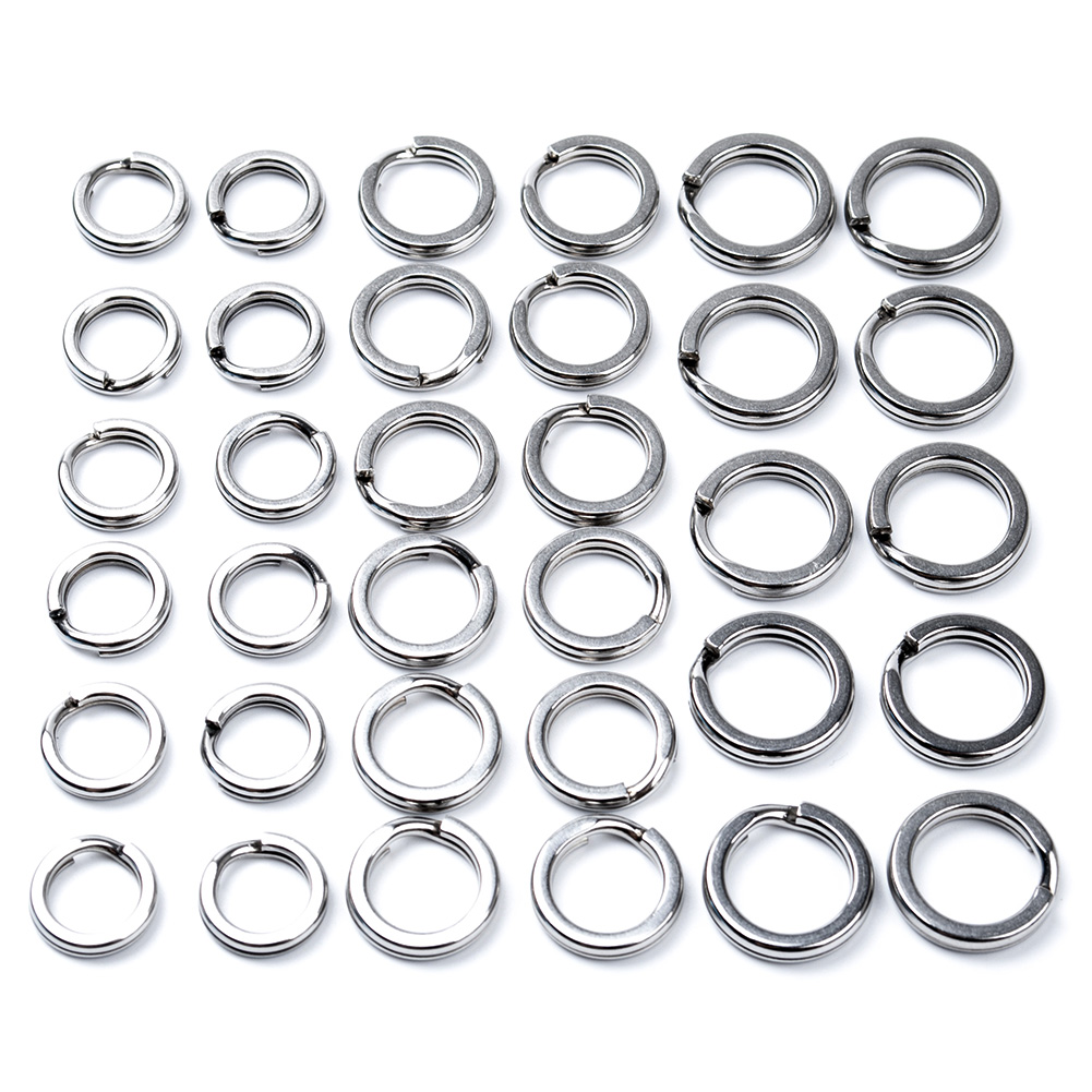 Yoshikawa Heavy Duty Fishing Stainless Steel Split Ring Hyper Flat Wire Extra Strong 100LB (Pack of 100)
