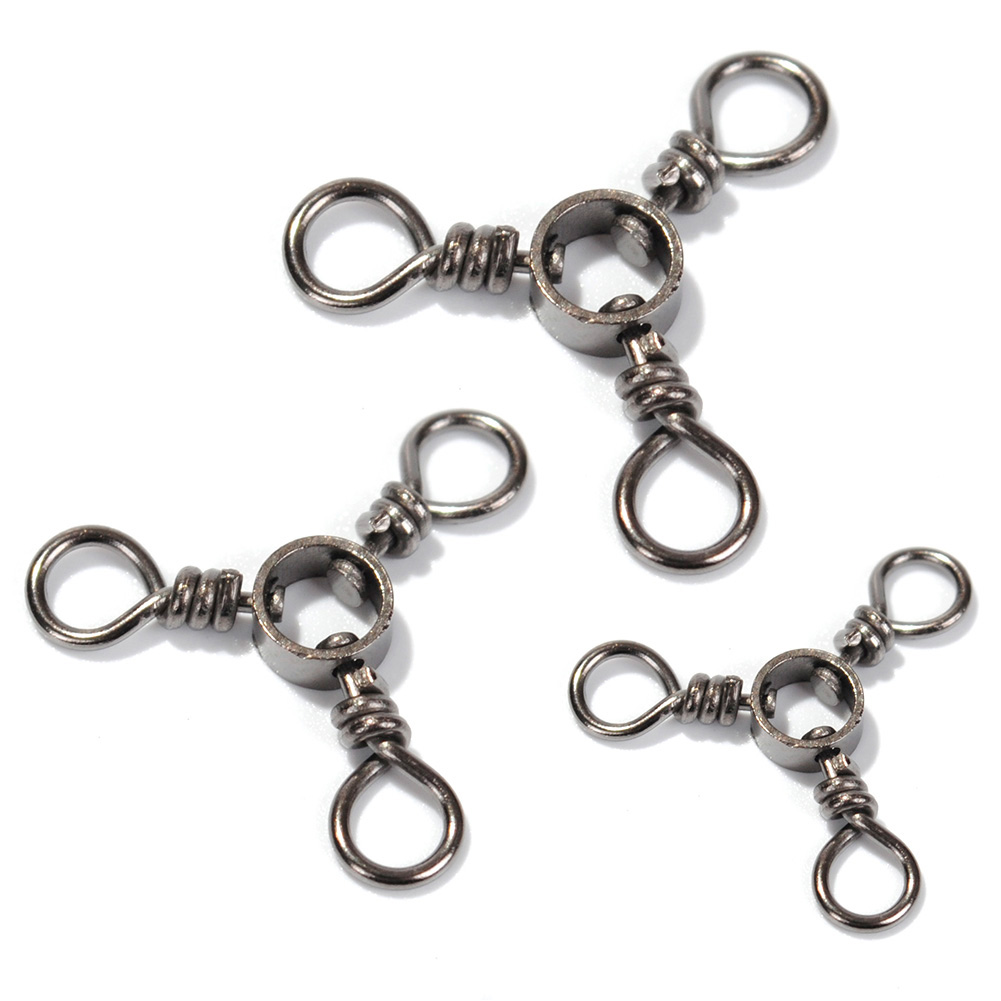 Yoshikawa Lot 50 Saltwater Fishing Three Way Swivel Size 1/0 100LB Black Nickel