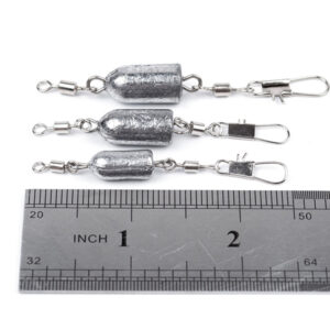 Yoshikawa Fishing Weights Bullet Lead Sinker Rolling Swivel with Interlock Snap Connector Inline 8g (pack of 10)